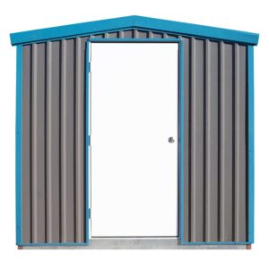 Siding: Charcoal Gray | Trim: Hawaiian Blue | Door: Swing