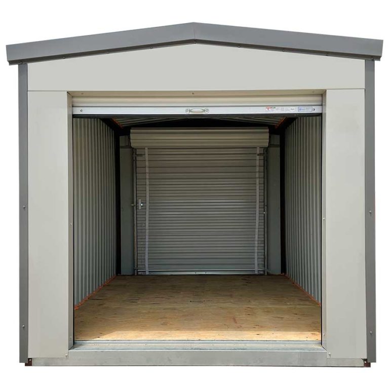 Siding: Ash Gray | Trim: Charcoal Gray | Door: Double Roll-Up