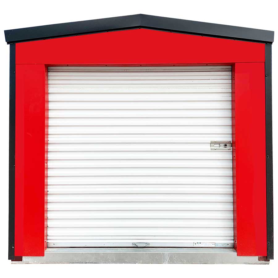 Siding: Crimson Red | Trim: Stealth Black | Door: Glossy White