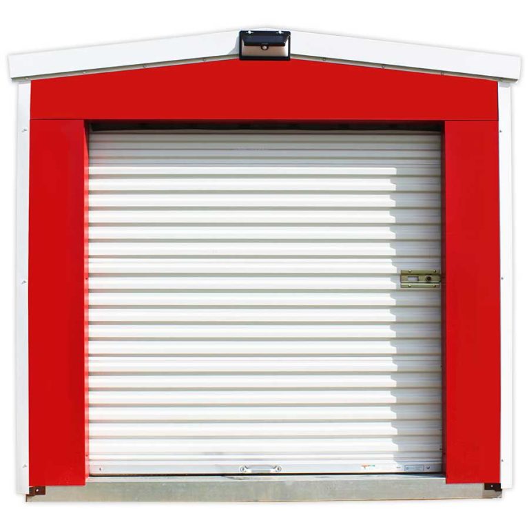Siding: Crimson Red | Trim: Polar White | Door: Glossy White | Features: Solar Light