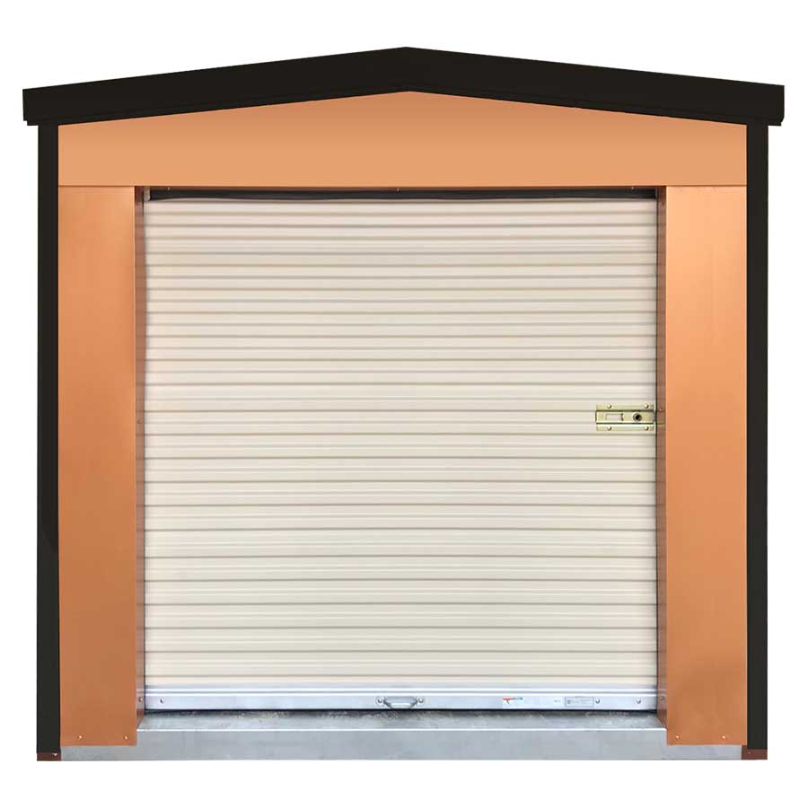 Siding: Copper Metallic | Trim: Stealth Black | Door: Light Stone