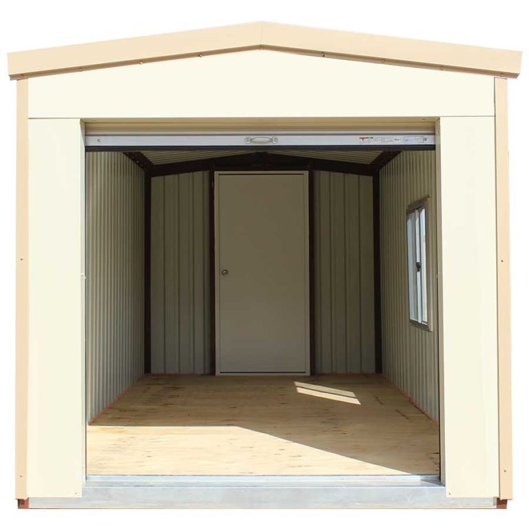 Siding: Light Stone | Trim: Sahara Tan | Door: Additional Swing Door | Features: 1 Window